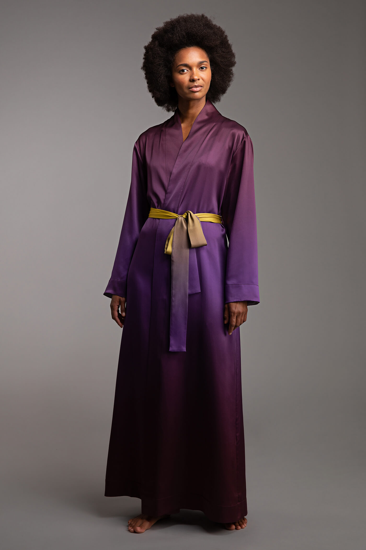 Purple silk hot sale robe women's