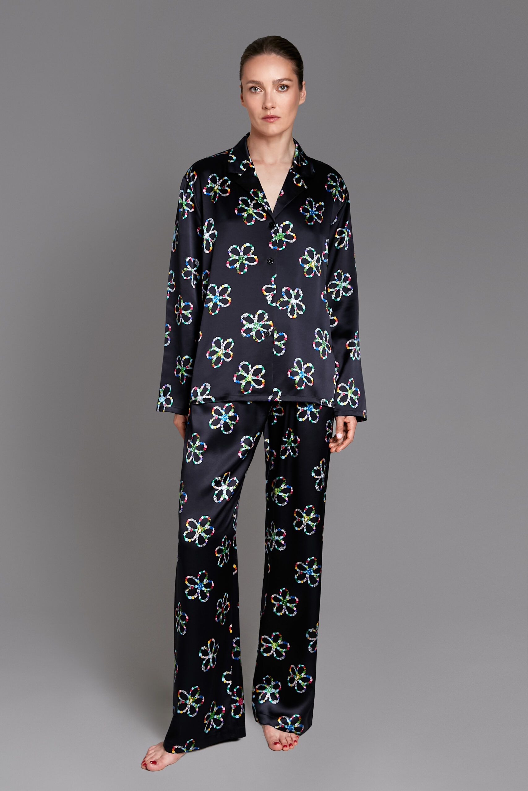 GEMSTONE FLORAL SILK PYJAMA SET